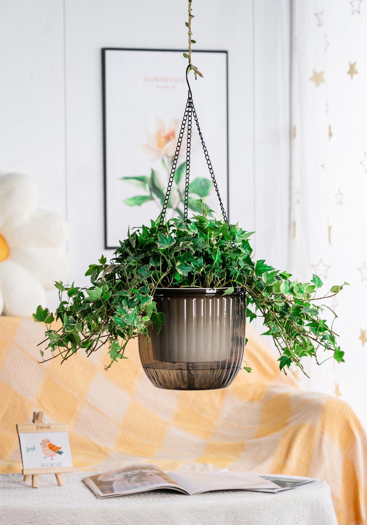 Melphoe 2Pack 6.5'' & 1Pack 8.3'' Self Watering Hanging Planters