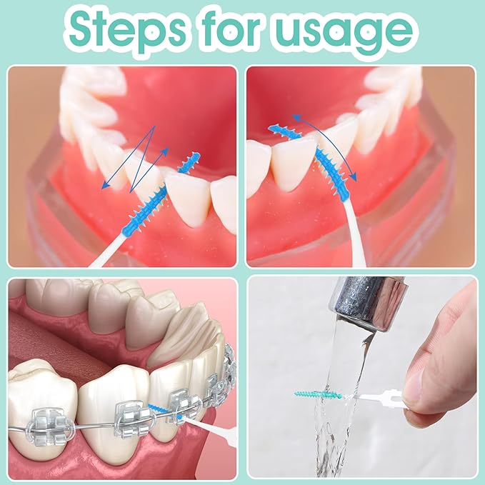 320 Pieces Dual Purpose Toothpick, Dual-Use Interdental Brushes Soft Silicone Disposable Dental Picks, Premium Dental Floss Picks 360° Bendable Braces Brush Dental Brushes for Effective Teeth Cleaning