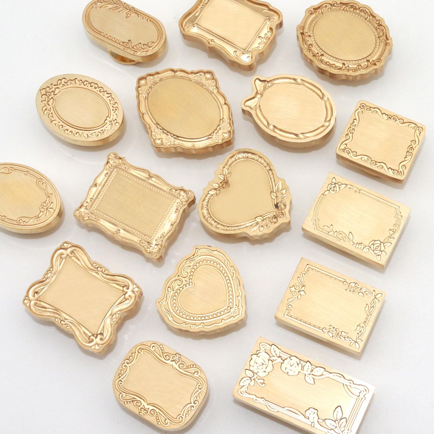 Andotopee Vintage Embossed Frame Wax Seal Stamp - 3D Relief Photo Frame Seal Stamps with Wood Handle, Retro Sealing Wax Stamp for Wedding Invitations, Scrapbooking, Letters(Oval #6)