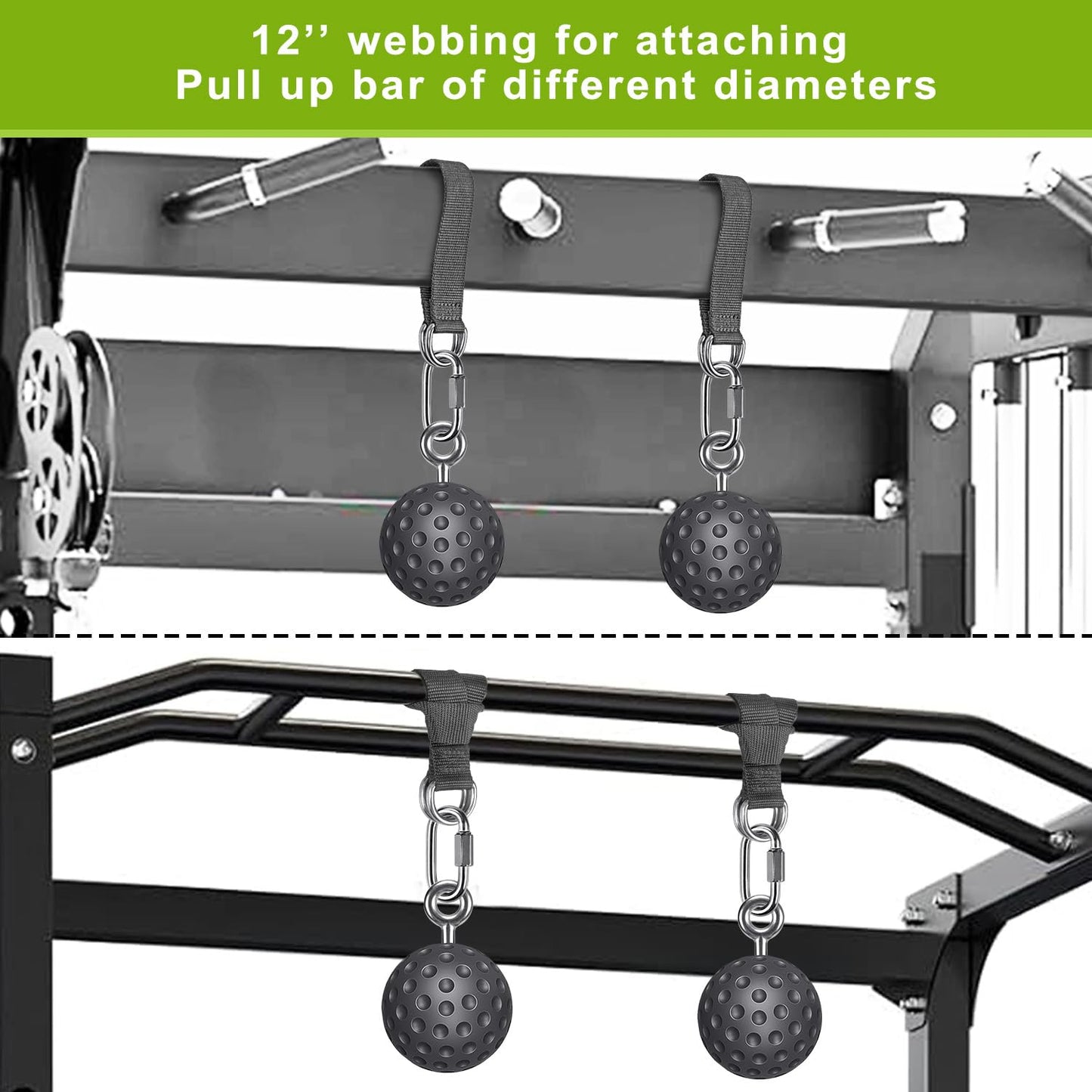 SELEWARE Non-Slip Pull Up Power Balls, Rock Climbing Grips for Strength Training, Forearm and Hand Exerciser for Chin Up Bar, Kettlebell, Barbell, Resistance Band Handles, Home Gym Workout Equipment