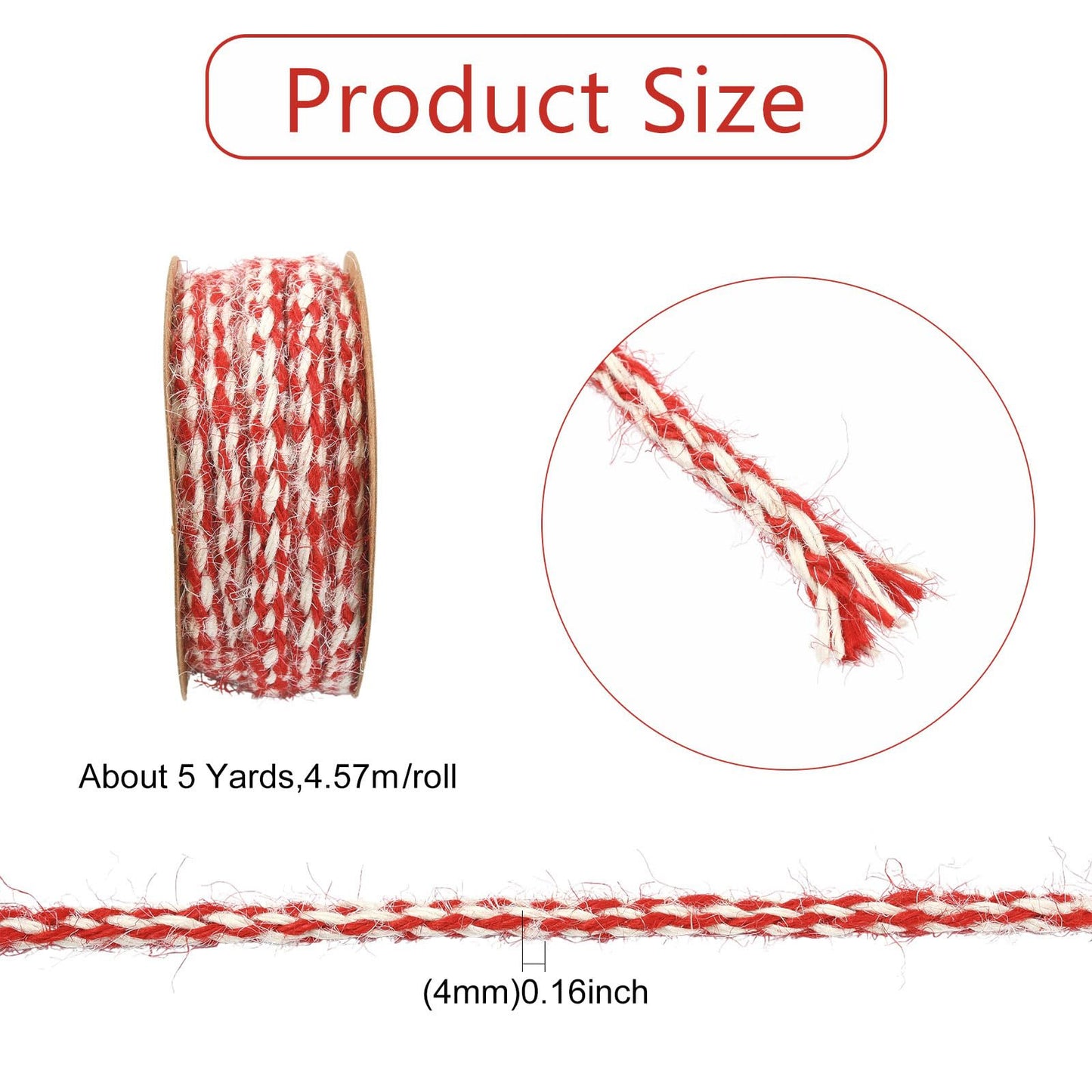Gythara 5 Yards/4.57M Braided Jute Twine, Boho Christmas String Rope, for Wedding Party DIY Handmade Craft Bouquets Present Wrapping, 3 Rolls 3 Colors