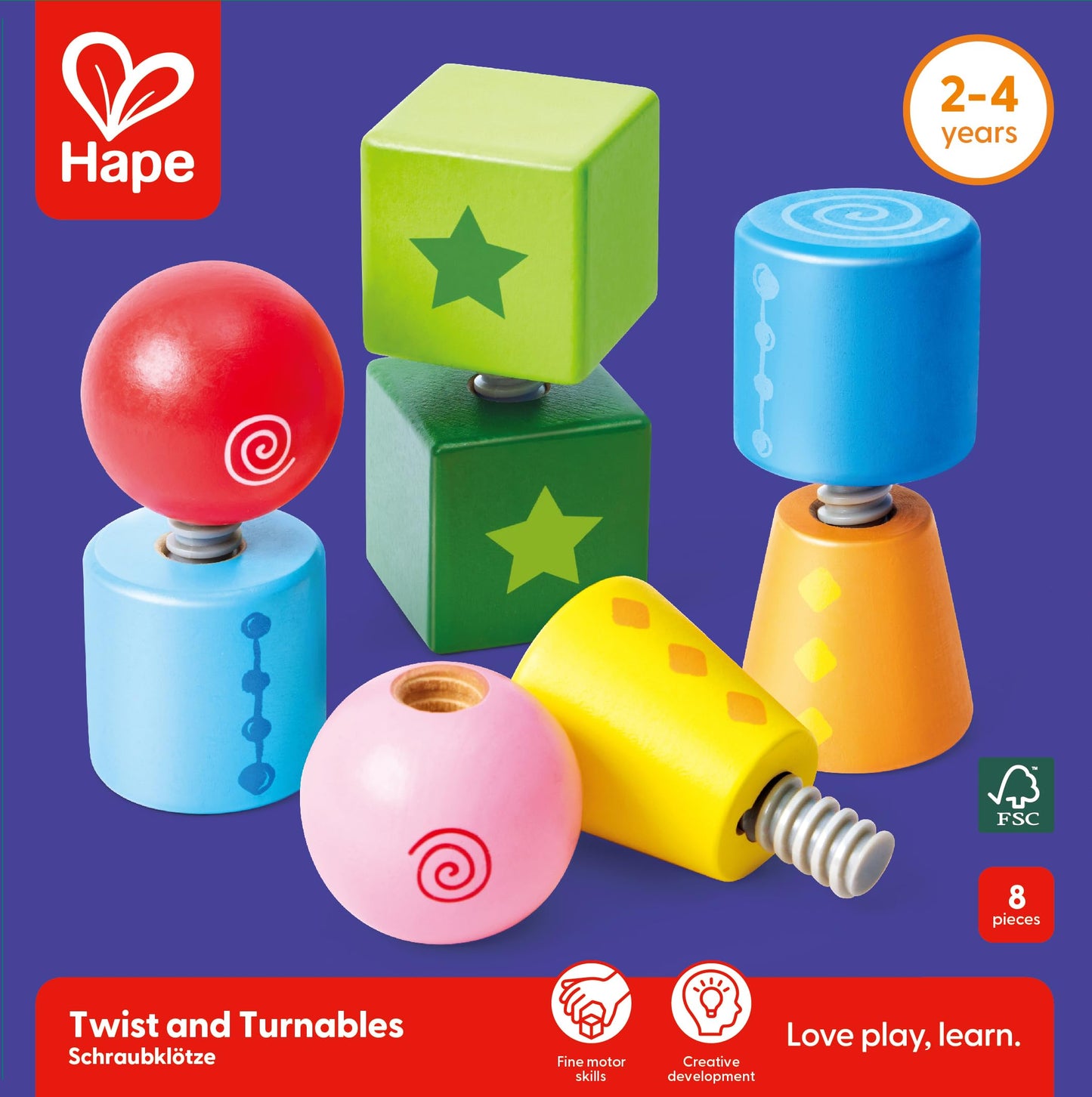 Hape Twist and Turnables Wooden Building Block Learning Set