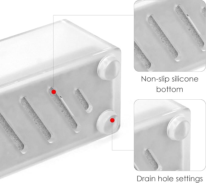 2Pack Acrylic Electric Toothbrush Holder with Diatomite Drying Stone, Bathroom Drawer Organizer with Drainage Hole for Tooth Brush, Compatible with Philips, Oral-B
