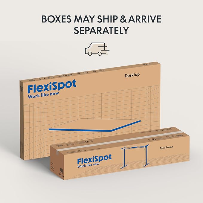 FLEXISPOT EN2 Whole-Piece Standing Desk with Clamp Power Strip, 48 x 30 Electric Stand Up Height Adjustable Desk with Cable Management (Black Frame + 48" Black Walnut Desktop, 2 Packages)