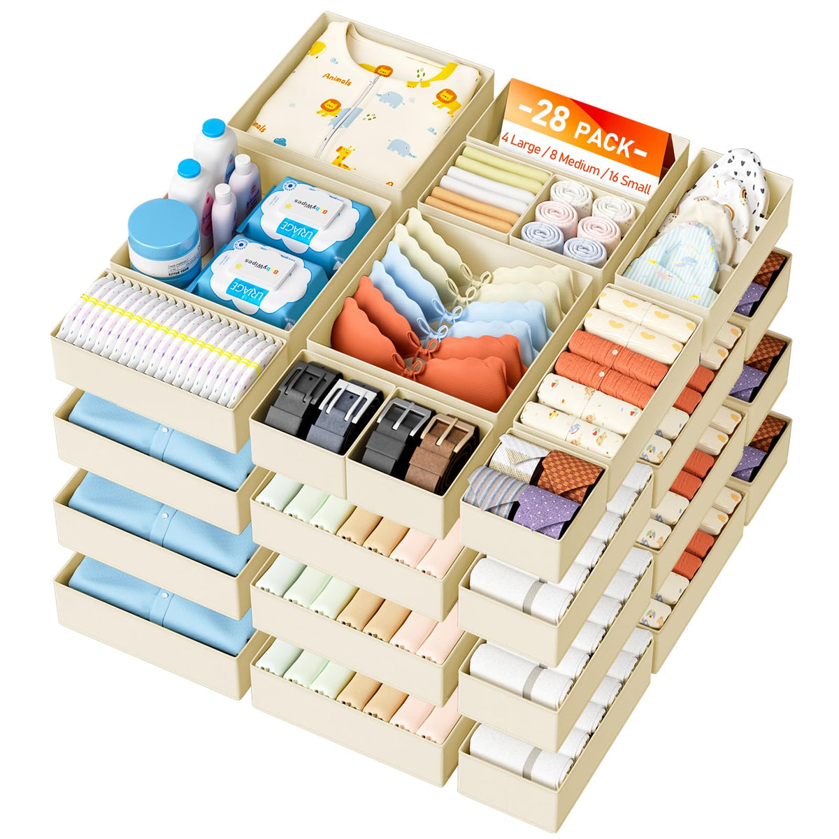 Drawer Organizer Clothes Storage (28 Count)