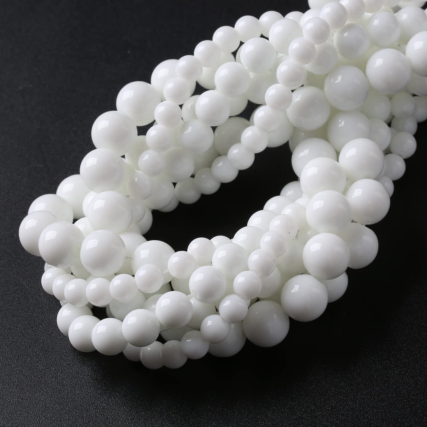 36PCS 10MM Natural White Agate Stone Beads Round Shape Suitable for Jewelry DIY Bracelet 15 Inches