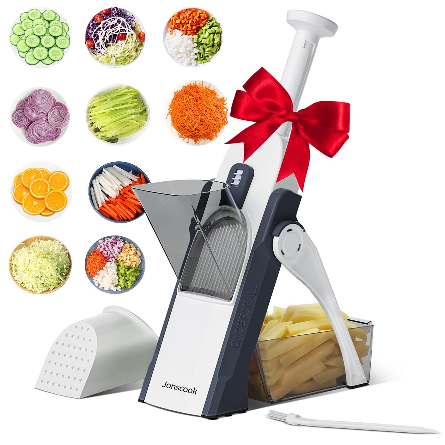 Jonscook Multifunctional Kitchen Gadgets Mandoline Food Slicer, Safe Veggie Chopper Vegetable Cutter, French Fry Cutter Onion Chopper Vegetable Slicer Fruit Cutter Dicer For Meal Prep - DeepBlue