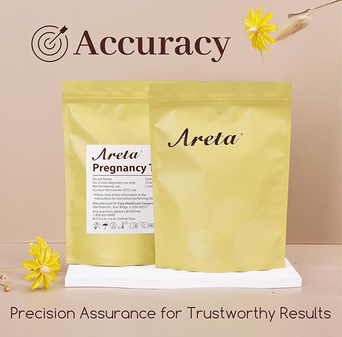 Areta Pregnancy Test Strips: 50-Pack hCG Tests, Highly Accurate and Rapid Results for Early Detection The Day After Your Missed Period