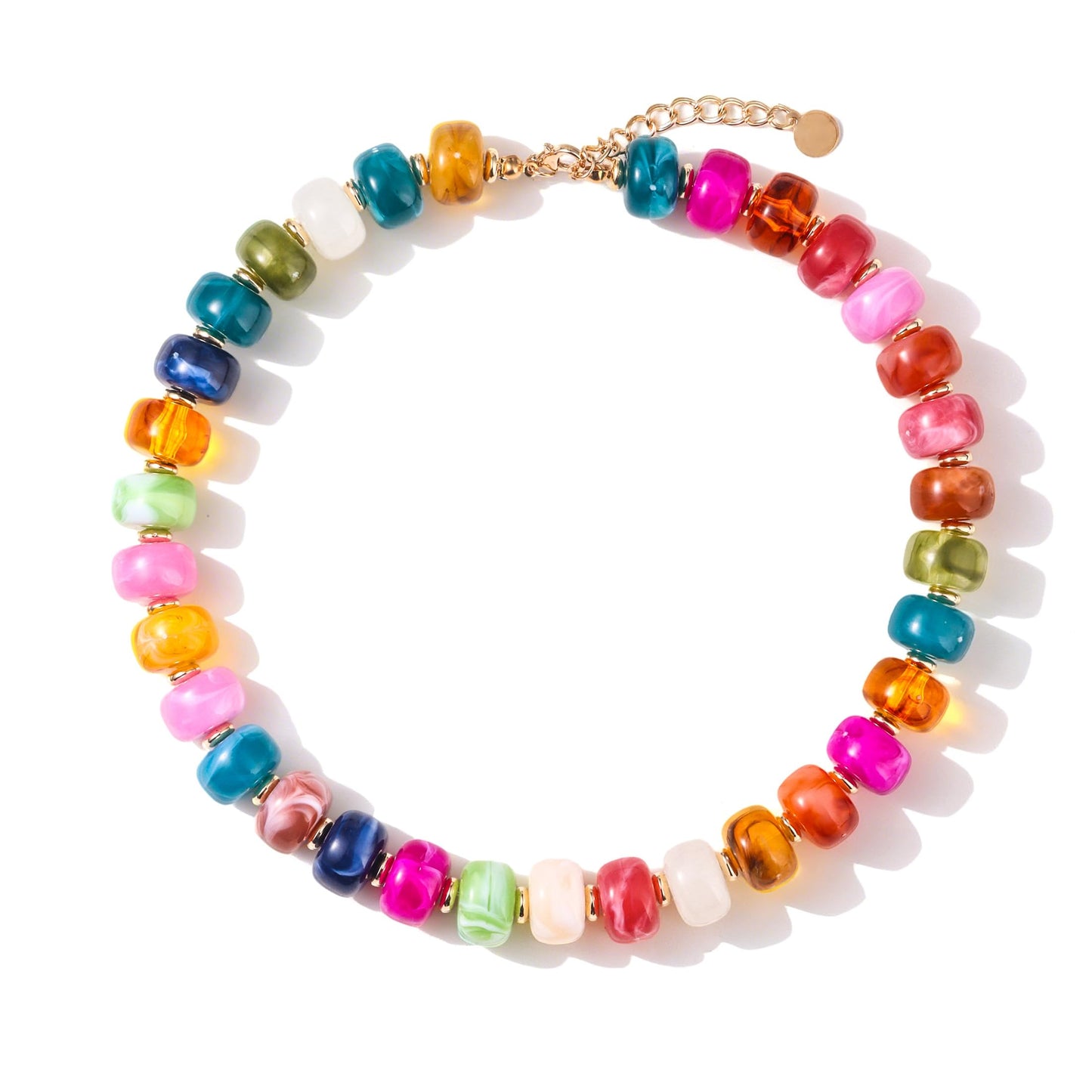 Zhuozatrfa Colorful Beaded Necklace for Women Unique Resin Beads Choker Necklaces Boho Statement Chunky Necklace Summer Vacation Jewelry