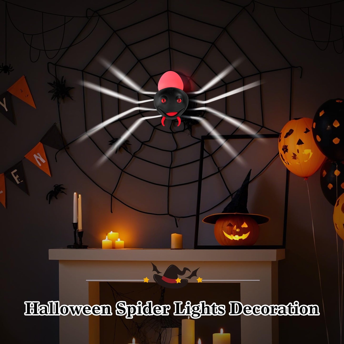 Halloween Decorations Spider Wall Light, Indoor LED Spiders Lights with Remote Control，Magnetic Wall-Mounted Spider Light Creates a Scary Atmosphere for Homes, Living Rooms and Bedrooms(Black)