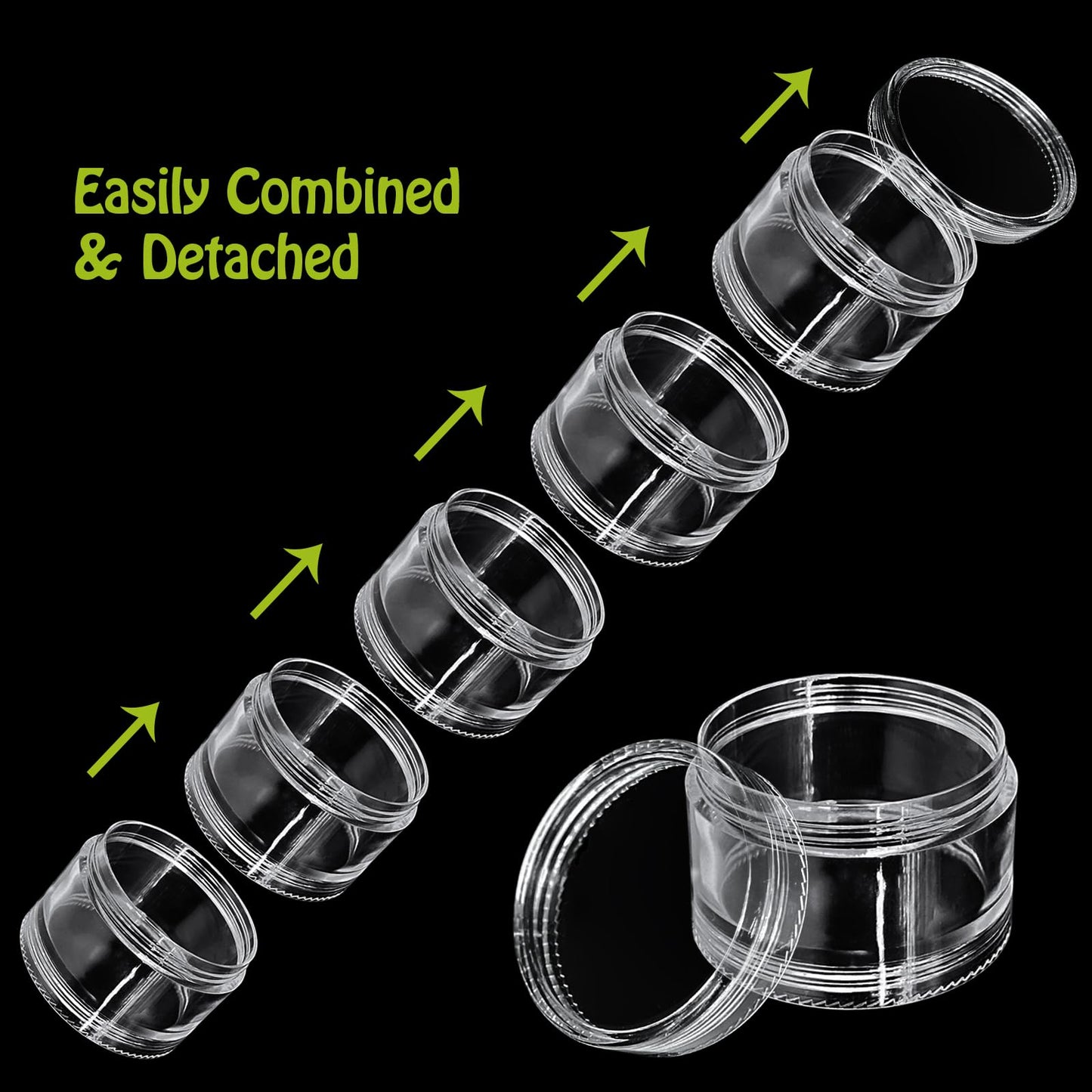 Luomorgo 4 Sets Stackable Clear Plastic Containers with Screw Lids - 30ML 5-Layer Organizer for Cosmetics, Jewelry Beads, Nail Art & Craft Storage
