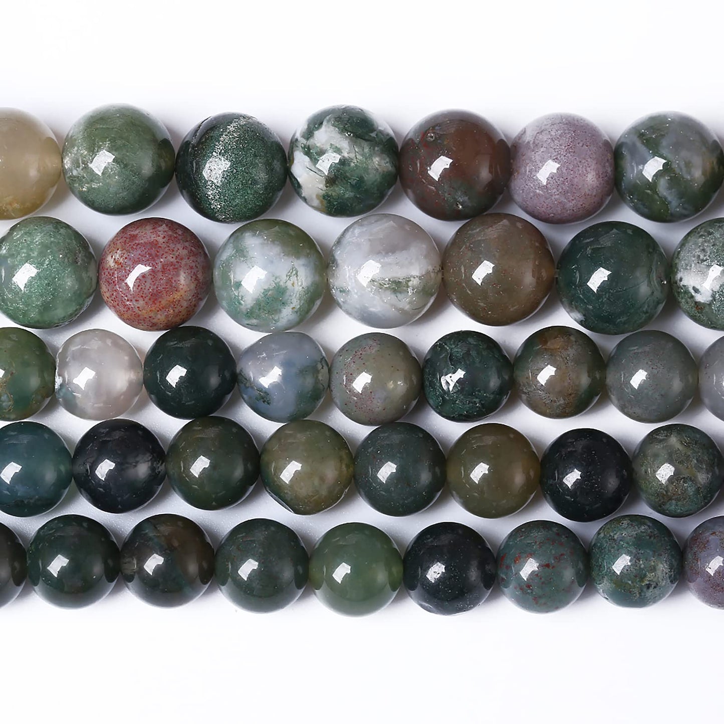 38pcs 10mm Natural Indian Agate Gemstone Beads Smooth Round Loose Spacer Beads for Jewelry Making DIY Bracelet Necklace 15" Strand