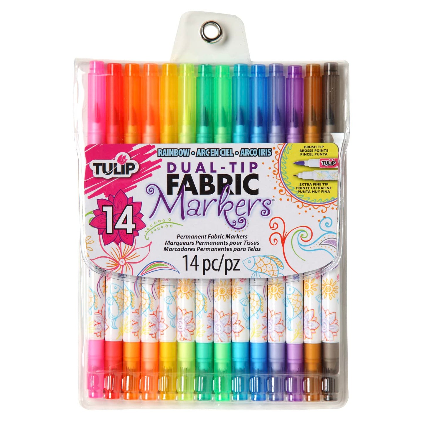 Tulip Dual Tip Fabric Markers 14 Pack - Fine Tip & Brush Tip