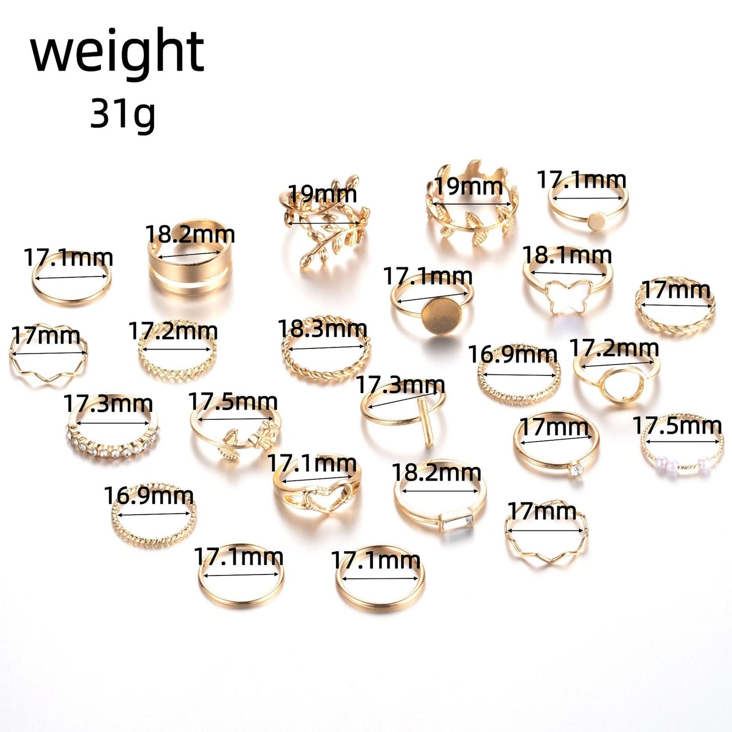 FUTIMELY Boho Retro Stackable Rings Sets for Women Knuckle Joint Finger Knuckle Nail Ring Sets Moon Stars Stack Preppy Statement Rings Cute Trendy Stuff Jewelry (E-24PC-Leaf Rings)