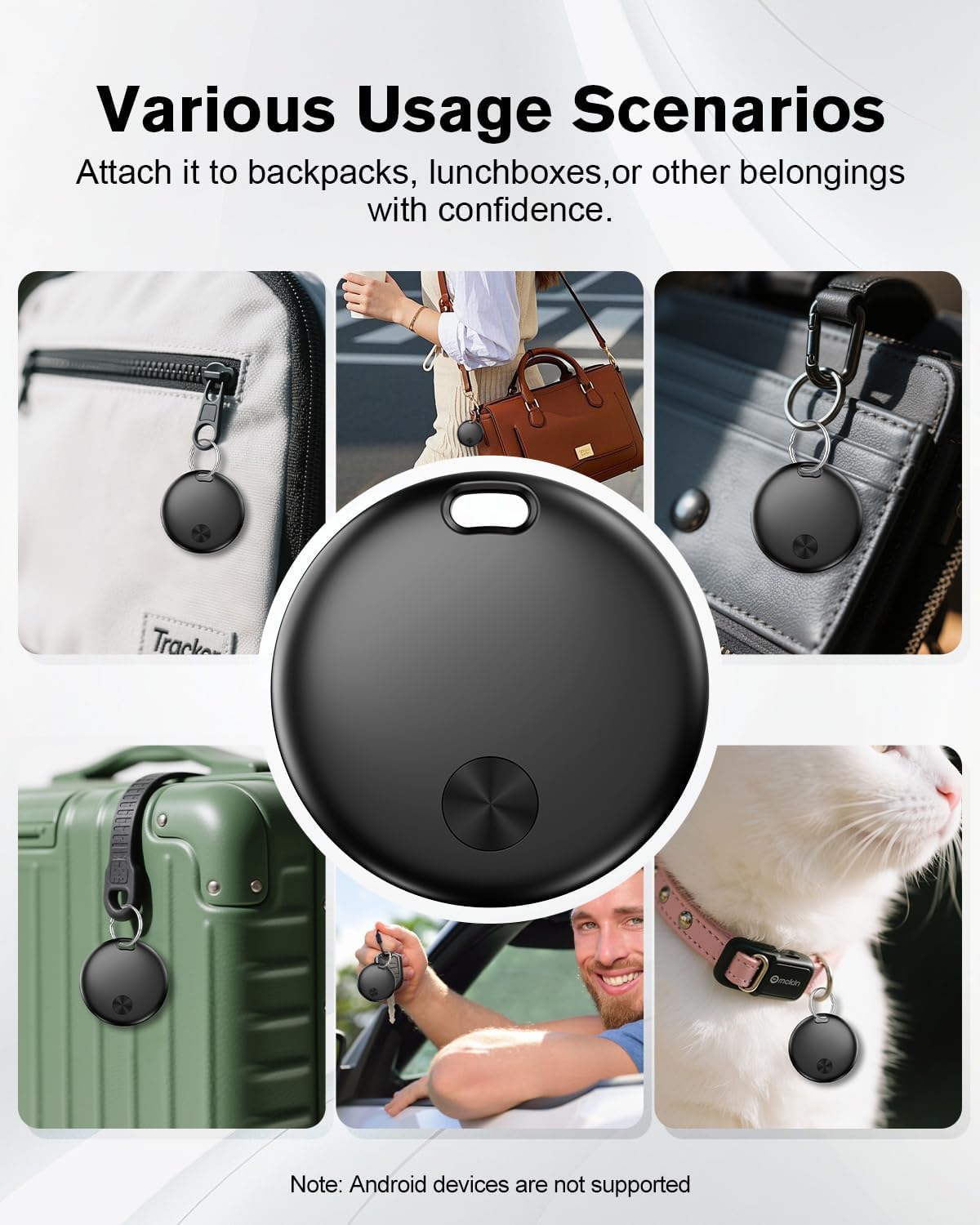 Smart Tracker Tag Item Finder 4Pack, Compatible with Apple Find My APP (iOS Only), IP67 Waterproof, Replaceable Battery, Suitable for Luggage, Bags, Wallets, Backpacks, Keys (weTag mini)