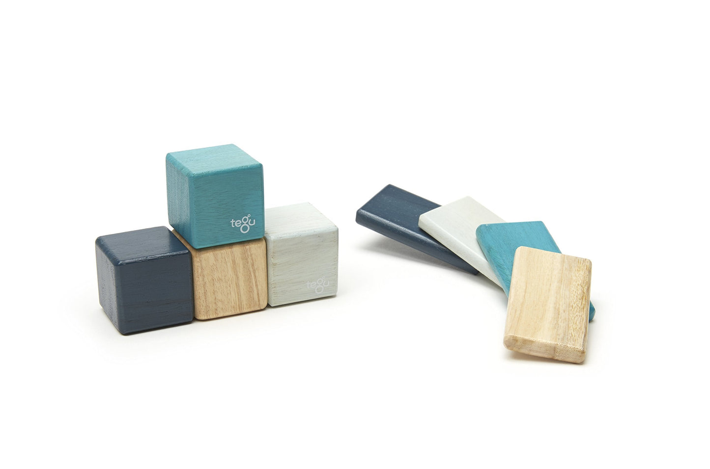 8 Piece Tegu Pocket Pouch Magnetic Wooden Block Set, Blue