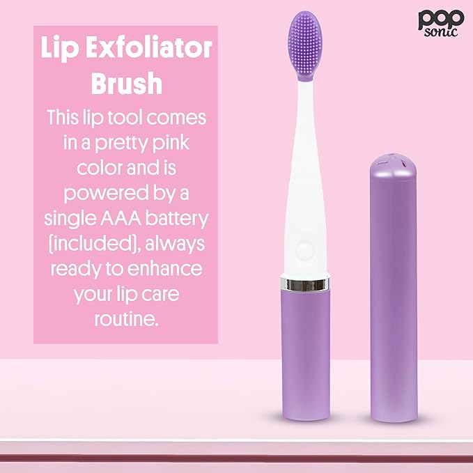 Lip Exfoliator w/AAA Battery (Lavender) - Silicone Lip Brush for Dry, Chapped, & Chafing Lips - Soft Bristle Lip Brush Exfoliating Tool for Smooth, Luscious Lips - Lip Products for Women & Men…