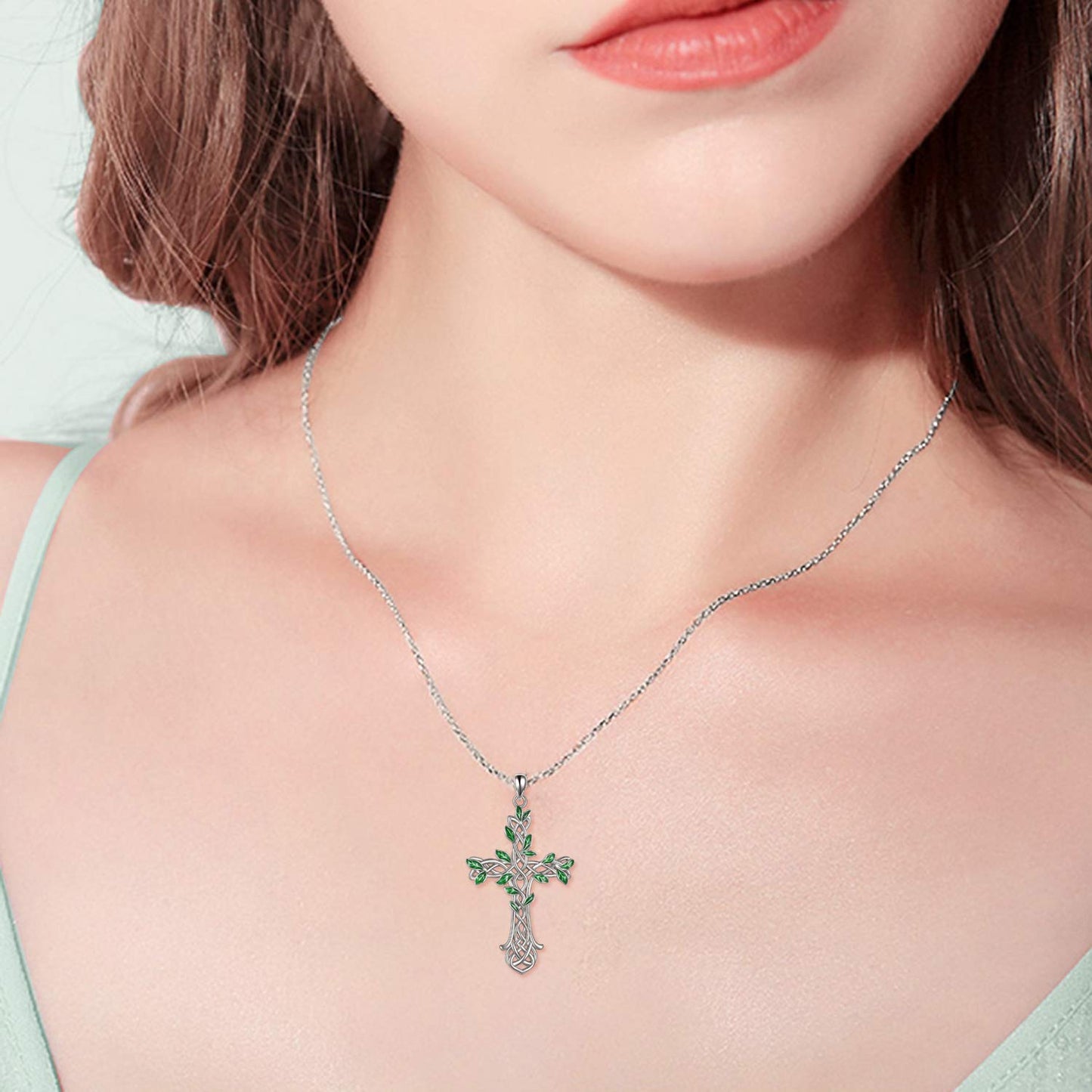 ONEFINITY Cross Necklace 925 Sterling Silver Celtic knot Tree of Life Cross Necklace Pendant Gifts for Women Men