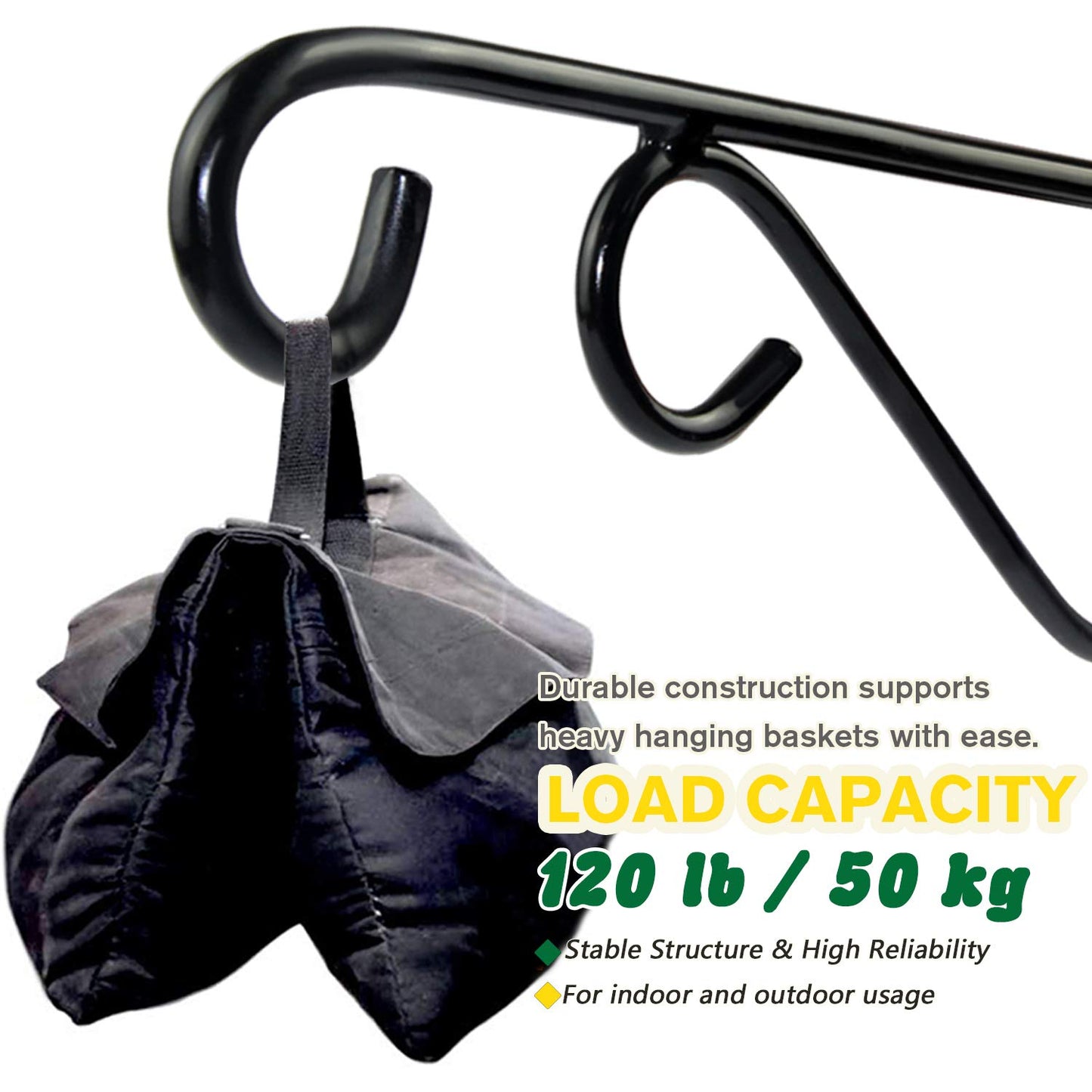 12 Inch Hanging Plant Bracket, Thick Solid Steel Wall Mount Bracket for Heavy Duty Decorations, Rust-Resistant Plant Hanger Hook for Planters, Wreaths, Fruit baskets, Wind Spinners, Lights, Lanterns
