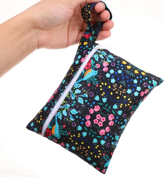PHOGARY Reusable Menstrual Pads, Bamboo Cloth Pads for Heavy Flow with Wet Bag, Large Sanitary Pad Set with Wings for Women, Washable Overnight Cloth Panty Liners Period(7 in 1, Style G)