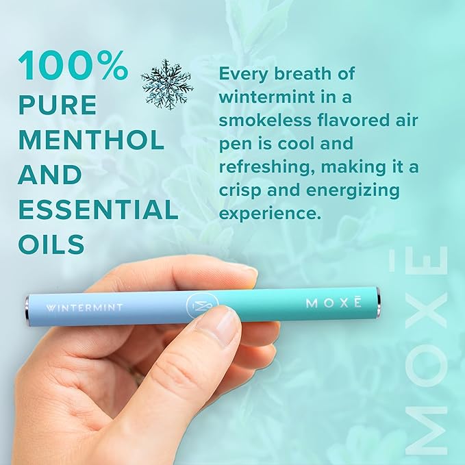 MOXE Natural Wintermint Air Inhaler | Non Electric Long-Lasting Flavored Air Refreshing Support | Oral Fixation Wintergreen & Menthol Essential Oils, Craving Relief