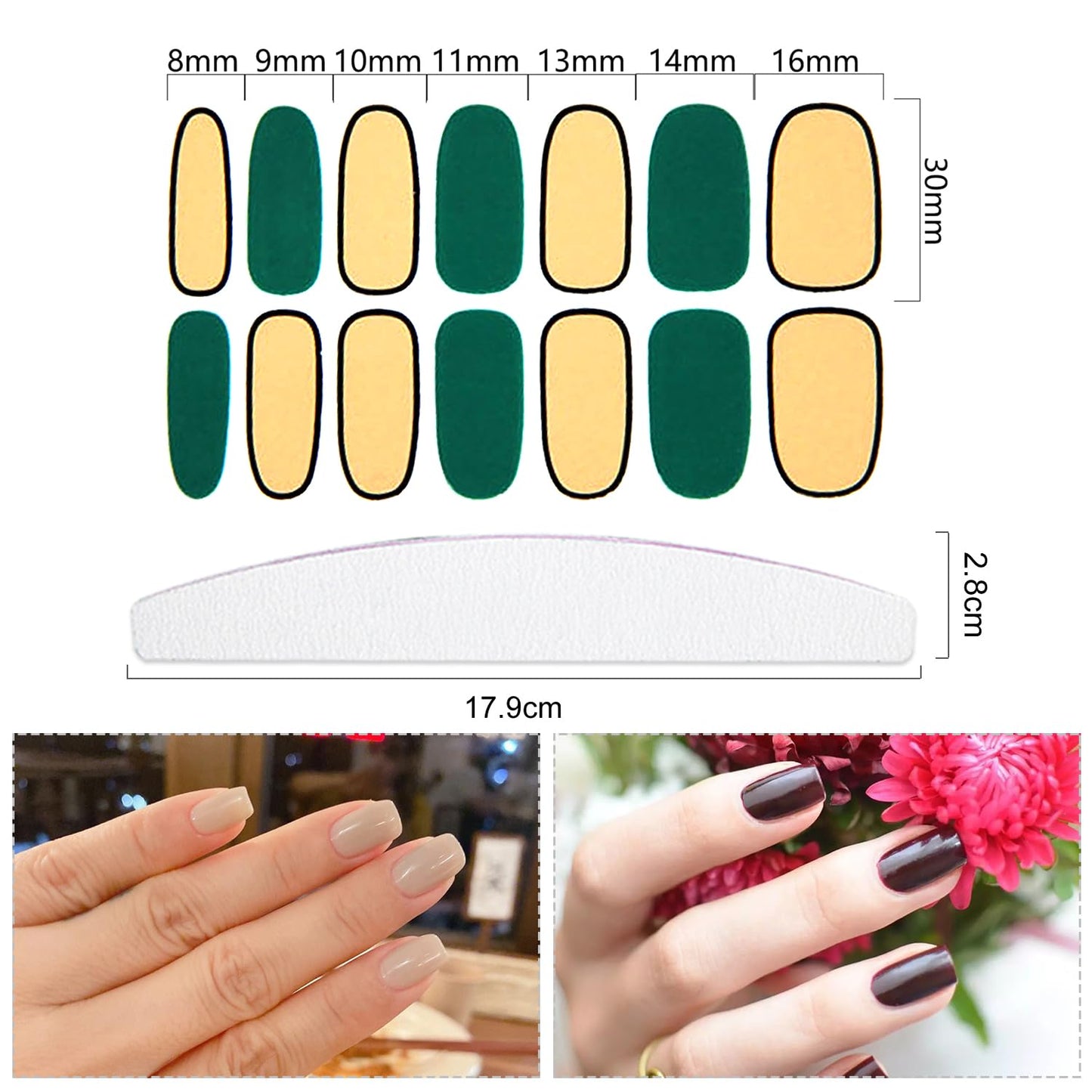 YECIRALA 20 Sheets 280 Pieces Solid Nail Wraps for Women Girls Sick On Nails Polish Stickers Self Adhesive Nail Polish Strips Full Cover Nail Decals Gel Nail Strips Nails Design Stickers for Nails
