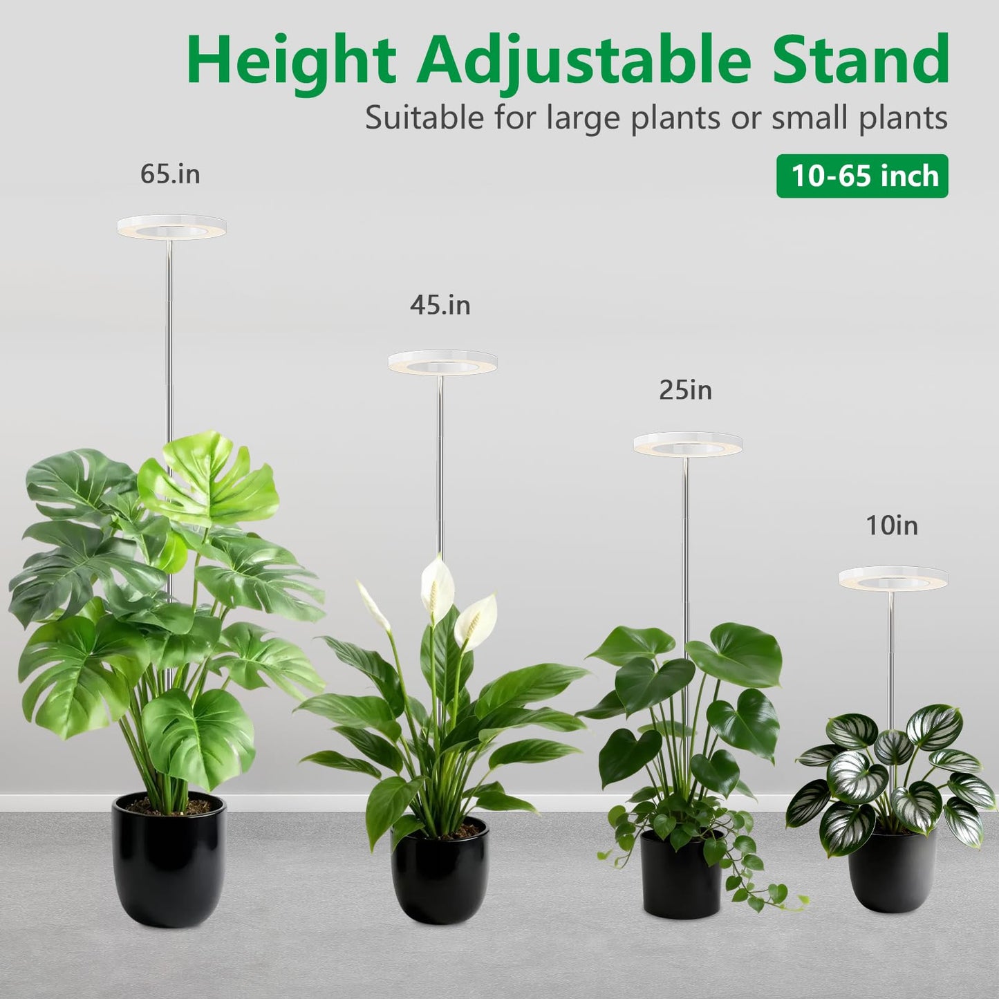 LPMZMBL Grow Lights for Indoor Plants, Indoor Plant Light,80 LEDs Full Spectrum Plant Lights for Indoor Growing with 6/12/16H Timer-W1