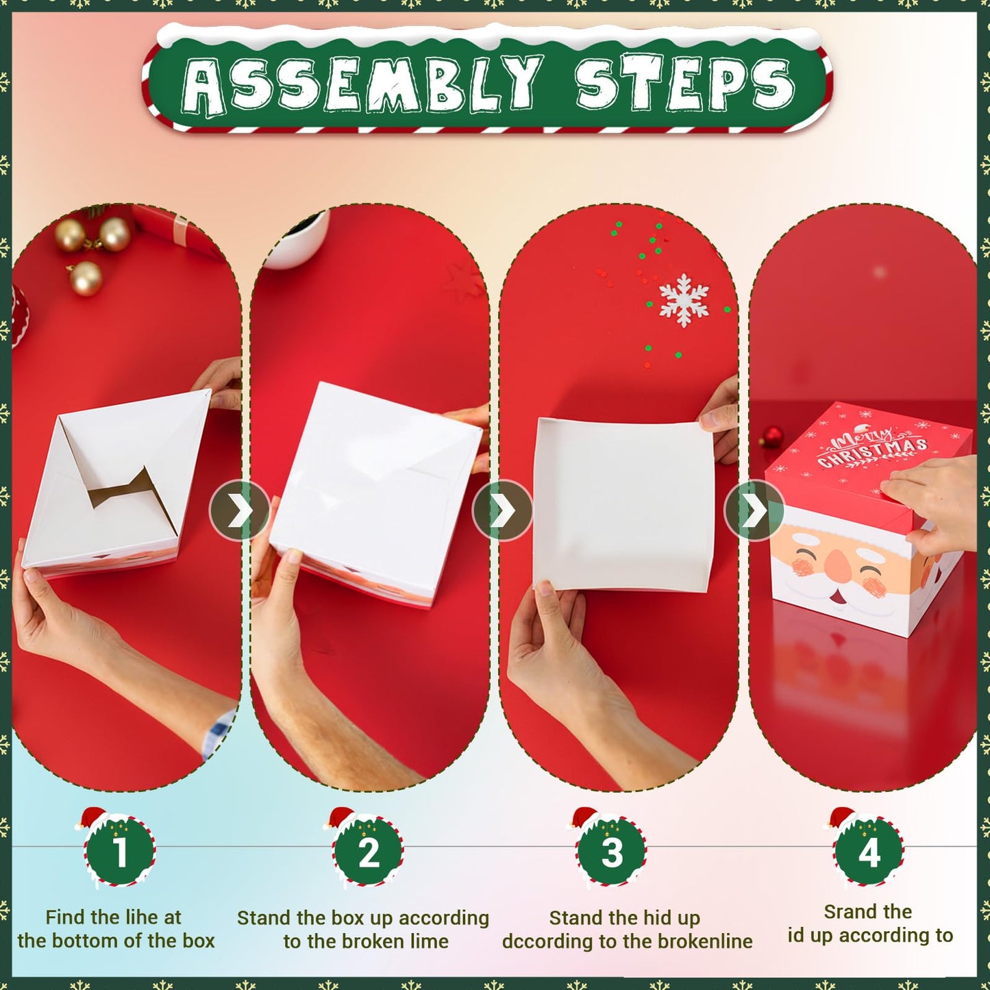 Gersoniel 12 Set Christmas Stacking Boxes Christmas Nesting Gift Box with Hats Santa Claus Snowman Stackable Boxes with Lids Xmas Decorative Present Box for Party Supplies Decor