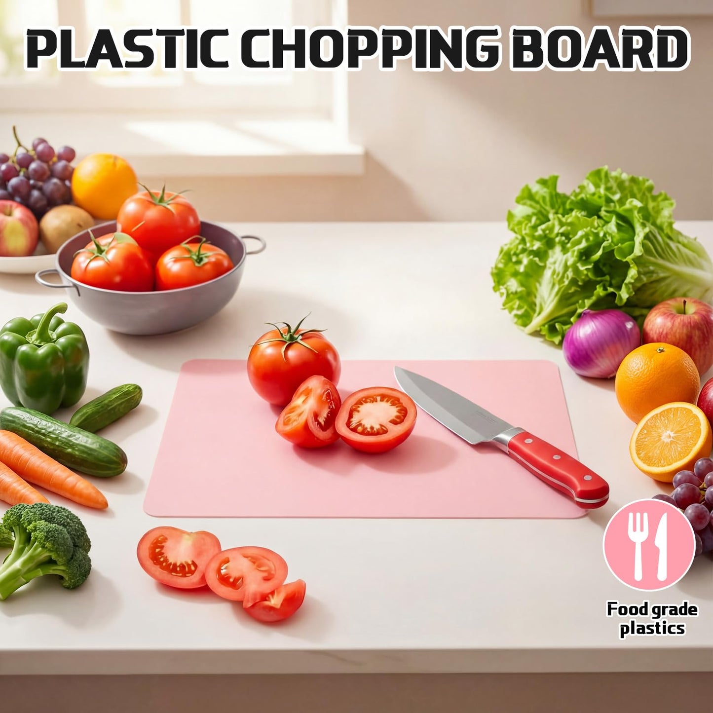 Acellegic 30 Pcs Plastic Flexible Cutting Boards for Kitchen 15 x 12 Inch, Pink Frosted Cutting Mats Sheets Dishwasher Safe for Kitchen Food