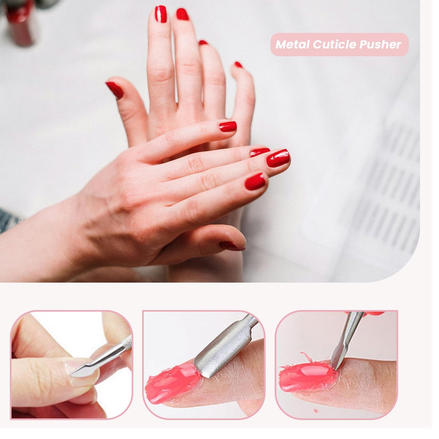 15 Pcs Stainless Steel Cuticle Pusher Remover and Cutter, Metal Cuticle Pusher, Double Sided Manicure Pedicure Nail Tool for Fingernails and Toenails