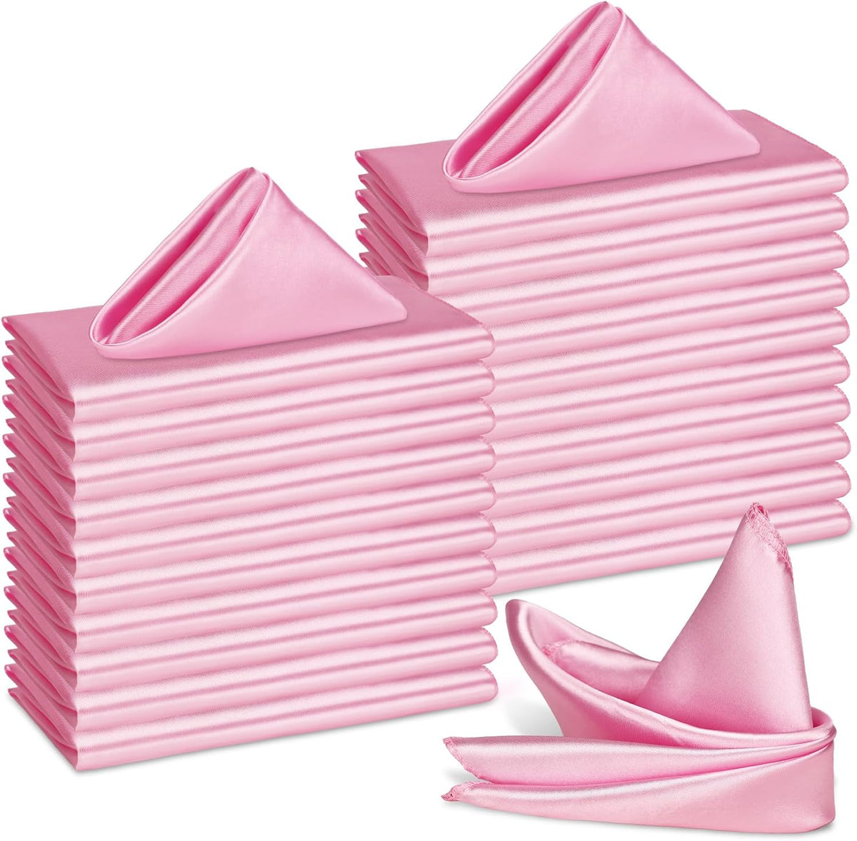 Bailarina 80 Pack Pink Satin Napkins,17x17 Inches Wedding Napkins Square Soft Silky Table Napkins Bulk Decorative Elegant Cloth Napkin for Party Decoration, Banquet,Wedding,Graduation