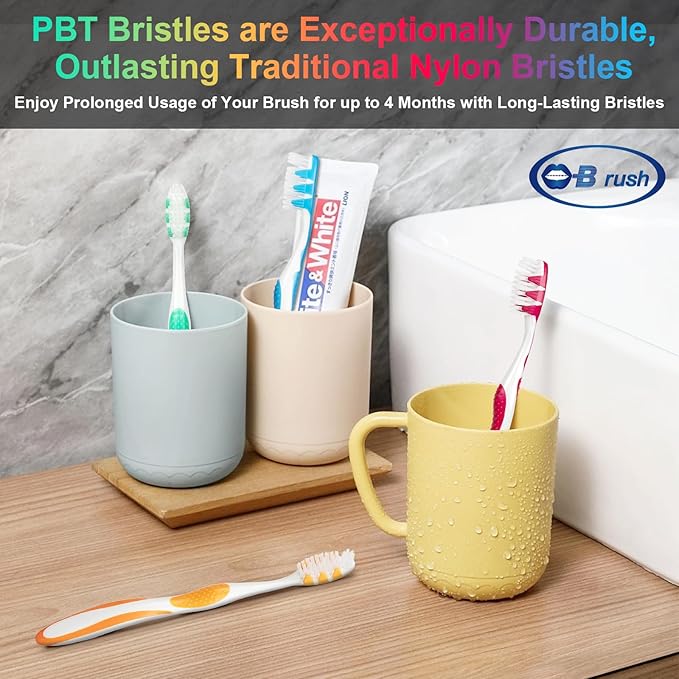 Extra Soft Toothbrushes for Adults -Tapered Bristles Flossing Toothbrush for Sensitive Teeth and Receding Gums, Individually Wrapped Plaque Remover Travel Toothbrush Variety Colors Pack of 4