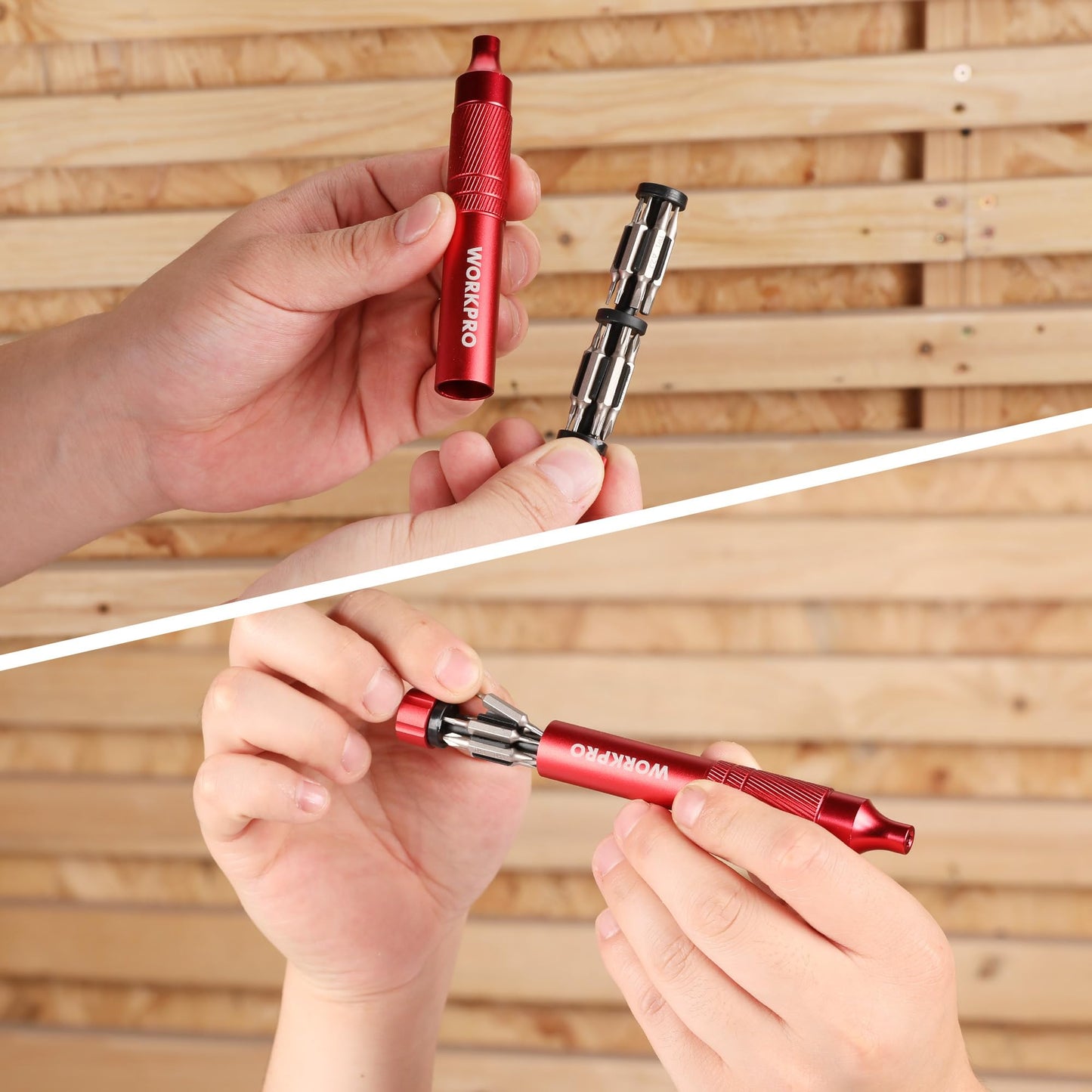 WORKPRO 24 in 1 Multi Bit Mini Screwdriver Set Magnetic, Manual Pen Screwdrivers, Tough S2 Steel Small Screwdriver Bits for Eyeglass, Watch, Laptop, Phone, Jewelry and Electronic, Red