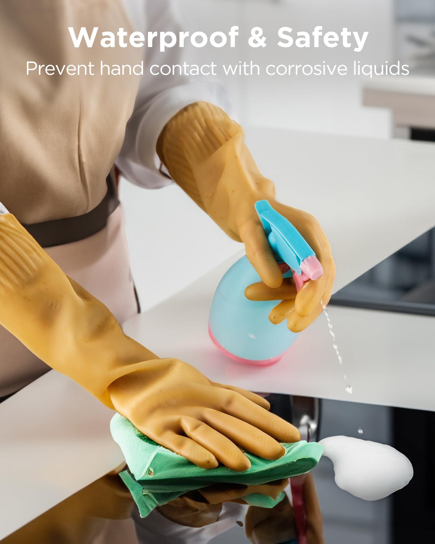 FCTTD Rubber gloves on dishwashing cleaning gloves 3-Pairs,Kitchen dish gloves,Reuseable.(3,Medium)