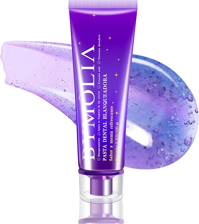 BYMOLlA Whitening Toothpaste Gentle PurpleFormula-Fluoride-Free Enamel Repair -Anti-Plaque Oral Care - Color Corrector for Coffee &Tea Stains -Mint Flavor for Long-Lasting FreshBreath