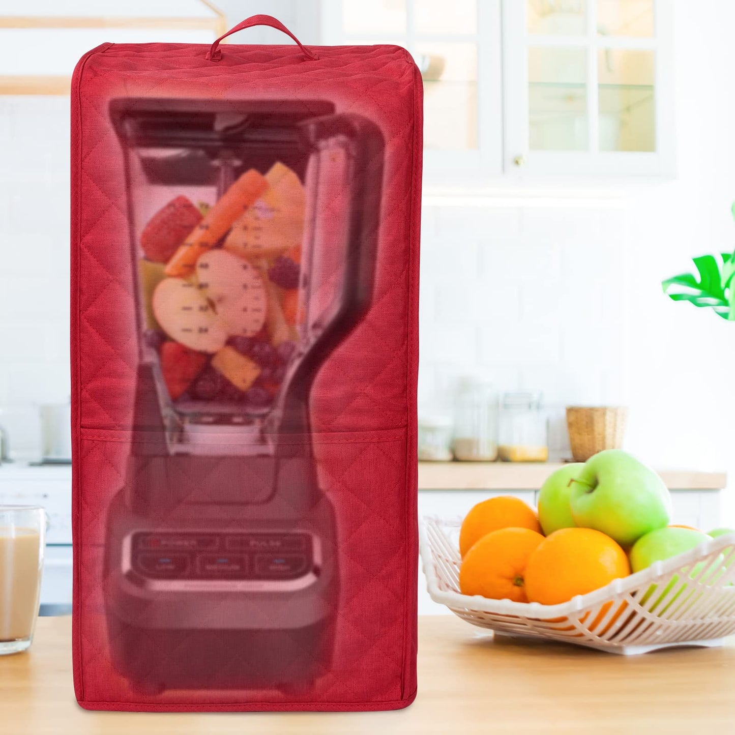 Kitchen Blender Dust Cover,Blender Covers Compatible with Ninja Foodi Blender,Blender Covers For kitchen Appliance Covers,Blender Cover with Accessory Pocket. (Red)