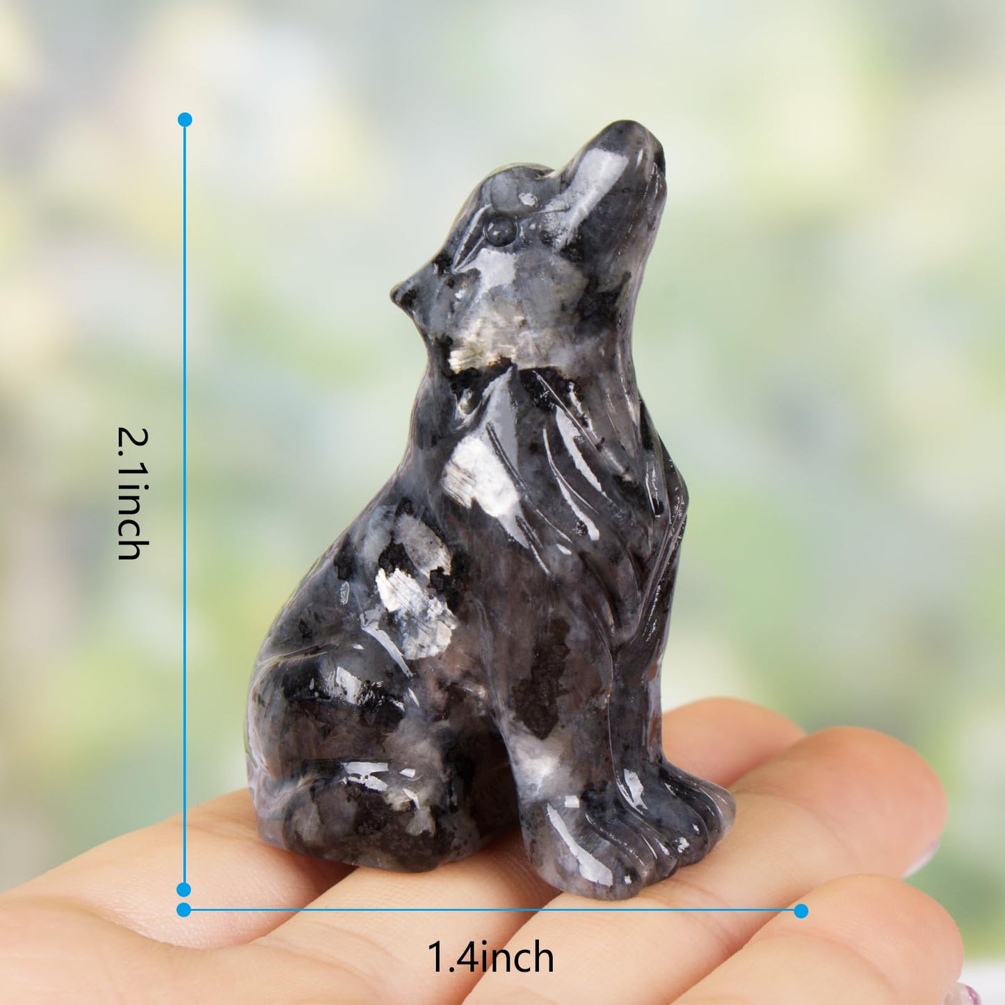 Ytbeoxk 2 Inch Shimmer Stone Wolf Crystal Statue Wolf Decor Healing Crystal Wolf Figurines Hand Carved Stone Energy Gemstones for Luck Statue in Home and Office Meditation