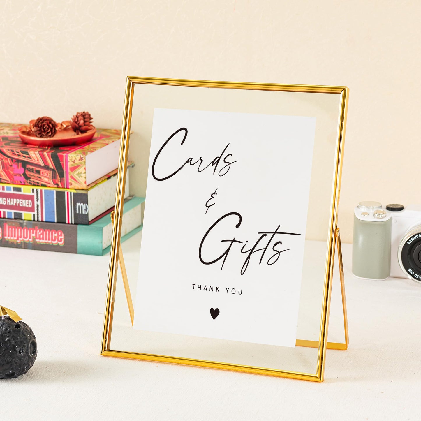 Calculs Cards and Gifts Table Decor 10x8 Inches Floating Picture Frame Wedding Signs Cardbox Decorative Accessories (Gold)