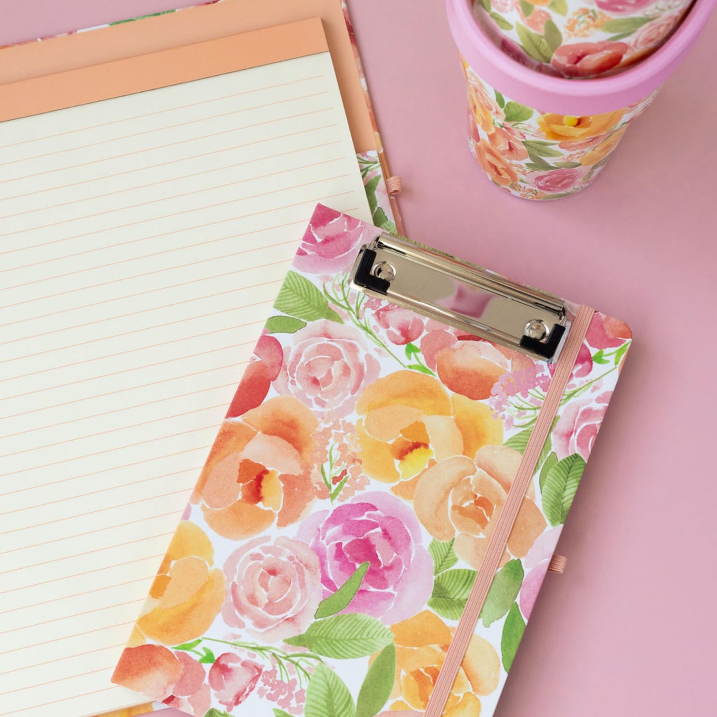 Steel Mill & Co Cute Mini Clipboard Folio with Refillable Lined Notepad and Interior Storage Pocket, Small Padfolio for Work (Full Posey)