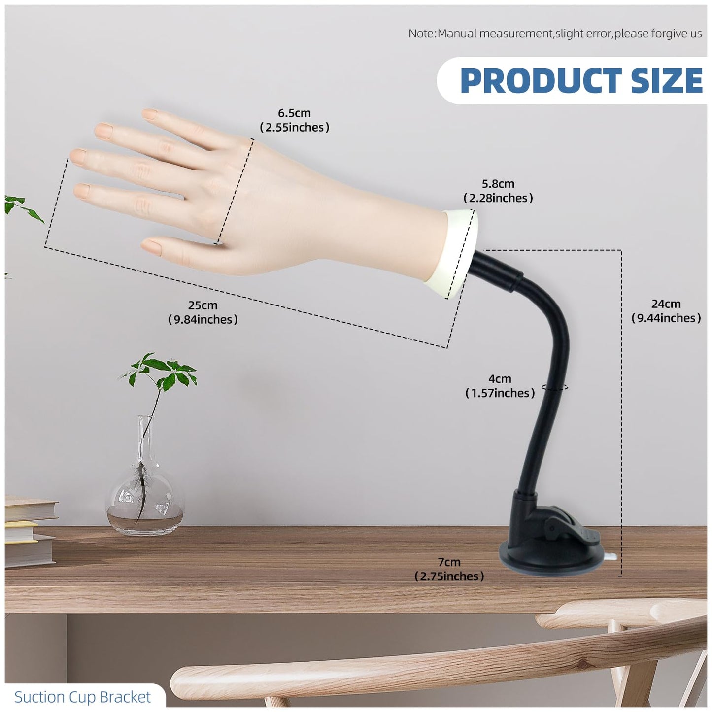 Practice Hand for Acrylic Nails, Flexible Bendable Fake Hand with Adjustable Stand, Nail Training Kit Mannequin Hand for Beginners & Nail Artists