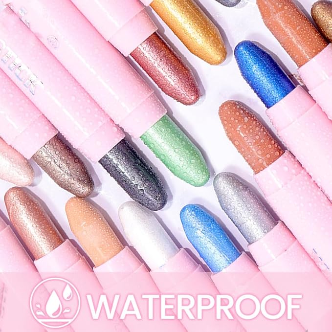 2-in-1 Cream Eyeshadow & Highlighter Stick, Waterproof Bronze Gold Shimmer Eye Shadow Pencil for Women, Long-Lasting Pigmented Makeup, sombras para ojos 05