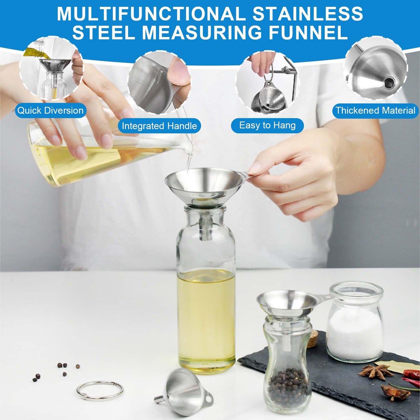 Measuring Cups and Spoons Set 26 Piece, 11 Stainless Steel Nesting Measuring Spoons and Cups with 8 Plastic Measuring Cup, 3 Funnel, 3 Brush, 1 Ruler, Measuring Cup Set for Kitchen Baking Liquid Dry