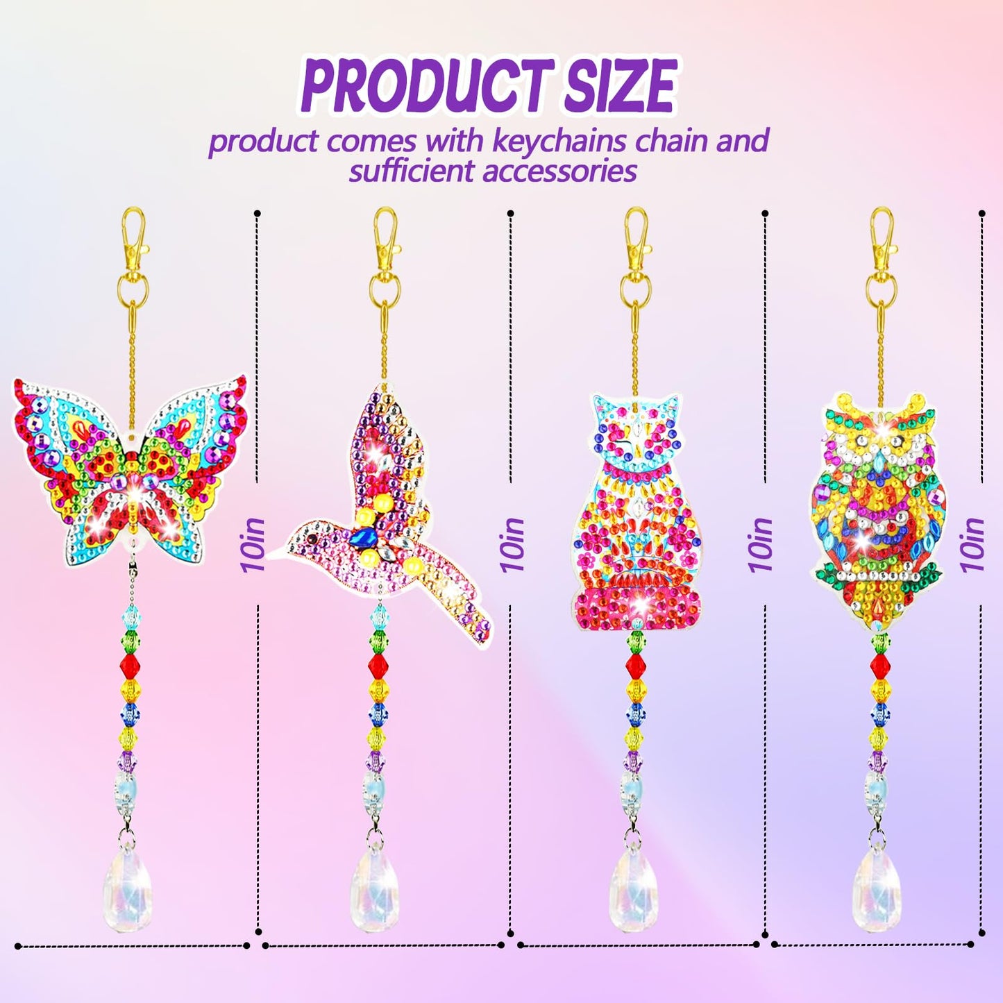 Walact 6 Pcs Diamond Painting Suncatcher Wind Chime, Diamond Art Kits Double Sided DIY Crafts Hanging Ornaments for Adults Kids Home Garden Decorations