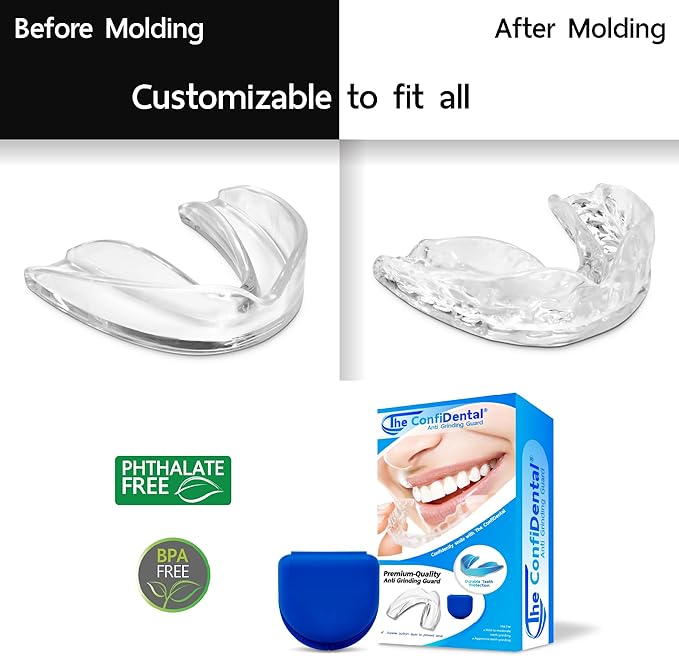 The ConfiDental Mouth Guard for Teeth Grinding and Clenching - Moldable Dental Nightguard Protection for Mild to Heavy Teeth Grinders at Night - 5-Pack (3 Regular, 2 Heavy-Duty)