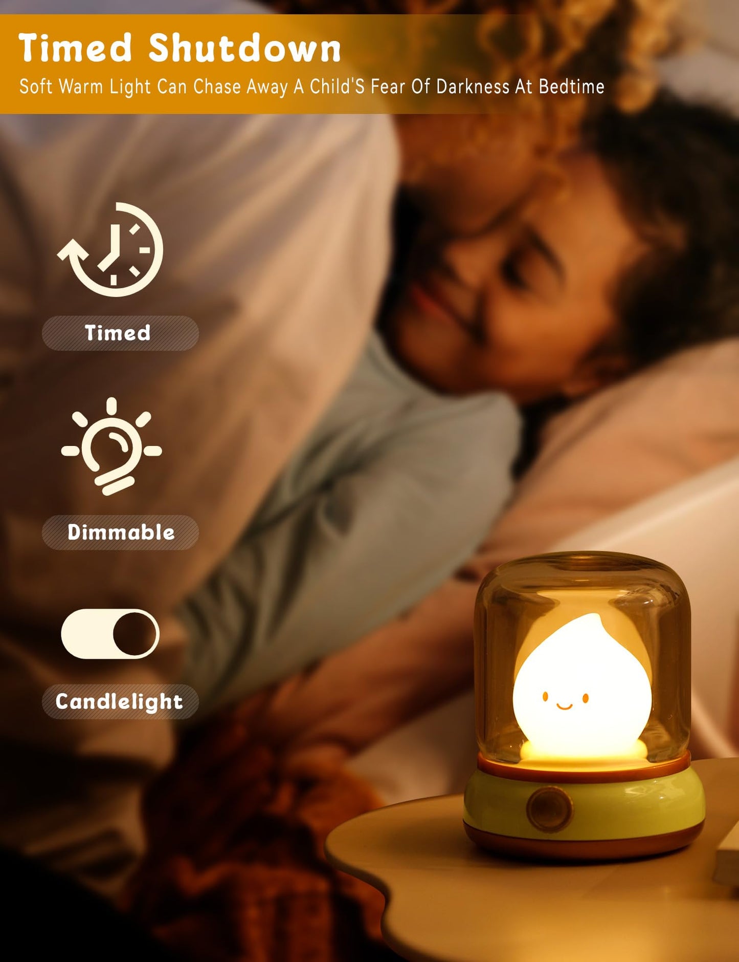 WANIDEA Cute Chibi Flame Lamp, Anime Cozy Lights, Retro Rechargeable Night Light, Decor, Cute Desk Accessories, Gifts.