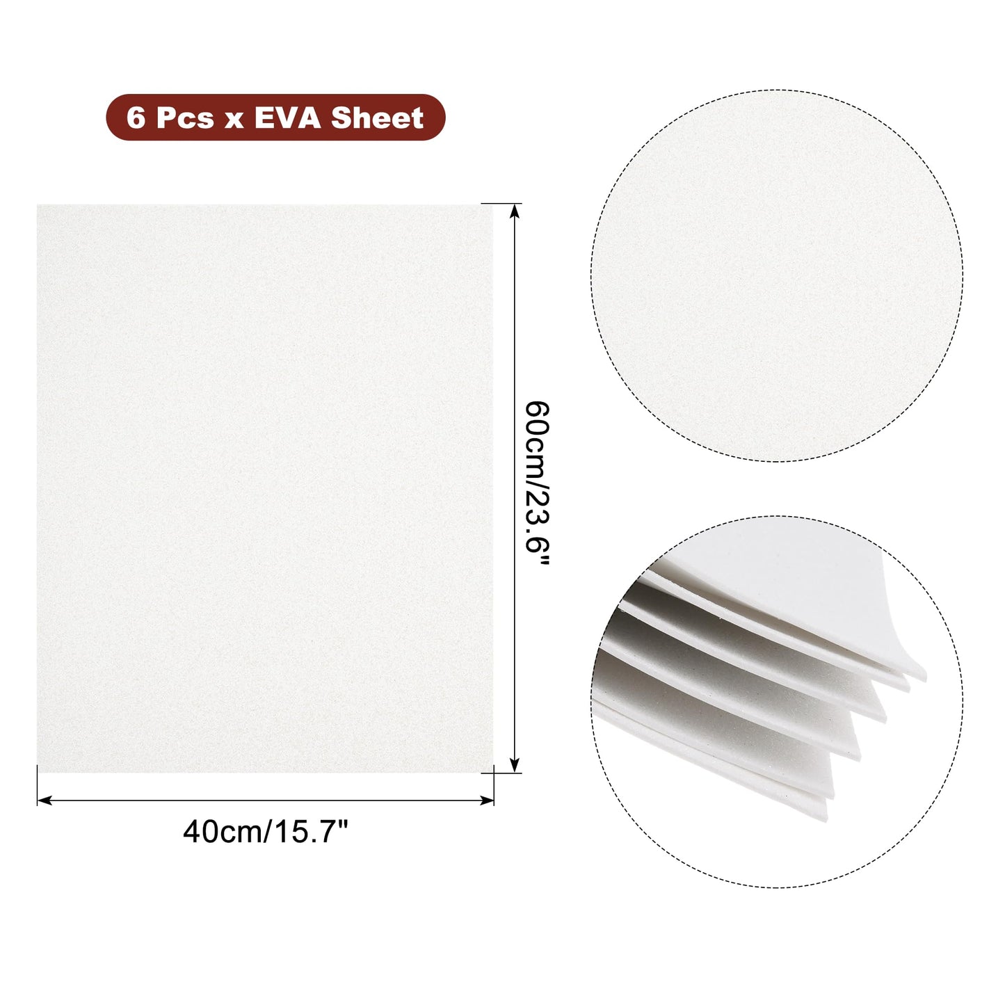 uxcell White Shiny EVA Foam Sheets 23.6x15.7in 1.3mm Thick for Crafts DIY 6 Pcs