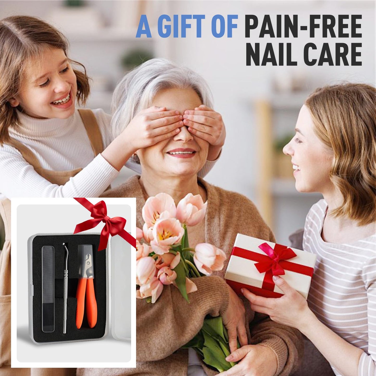 YAWOTA Wide Jaw Opening Anti-Splash Slanted Nail Clipper 3PCS Set with Case, Household Fingernail and Toenail Clippers Set for Ingrown Nails & Thick Nails (Black)