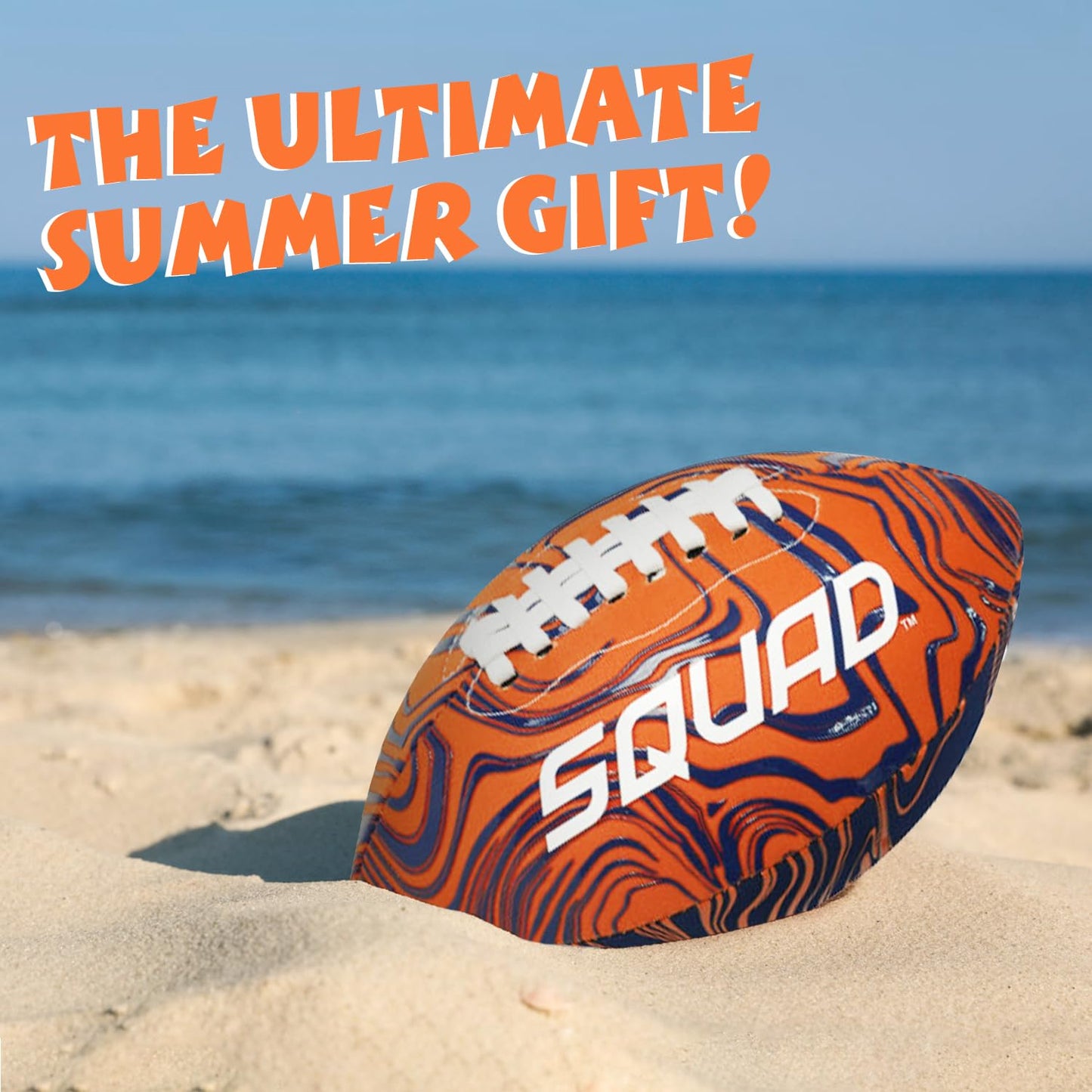 SQUAD Waterproof Football for Pool & Beach, Durable Fun Water Game Toy for Family, Teens, Adults - Strong Grip Pattern, Ideal Gift for Boys & Girls 8-15+ Year Old