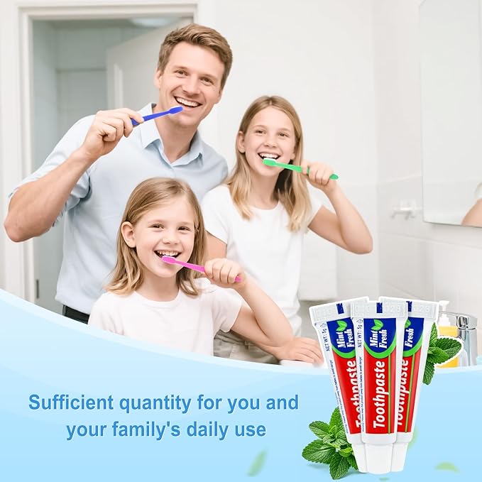 30 Tubes Bulk Travel Size Mini Toothpaste, 0.176oz Disposable Mint Flavor Pocket Teeth Paste Small Essential Toothpaste for Travel, Home/Hotel/Guests/Charity/Homeless/Camping Oral Care (Single Use)