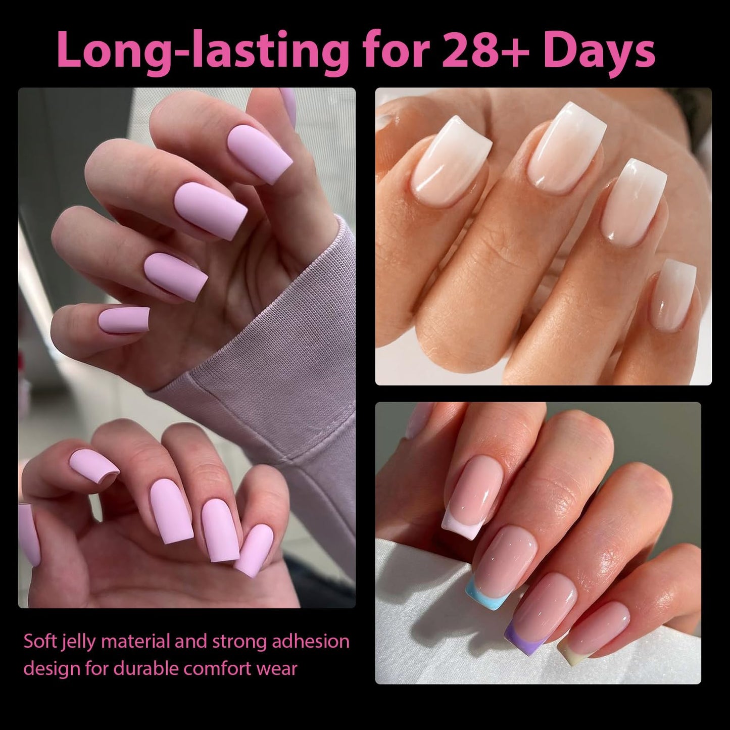 UNA GELLA Nail Tips Square: 504PCS Short Square Nail Tips Pre Etched Gel Fake Nails Tips, No C Curve For Women DIY Nail Extension French Style Salon Home Full Cover Soft Acrylic False Tips 12 Sizes